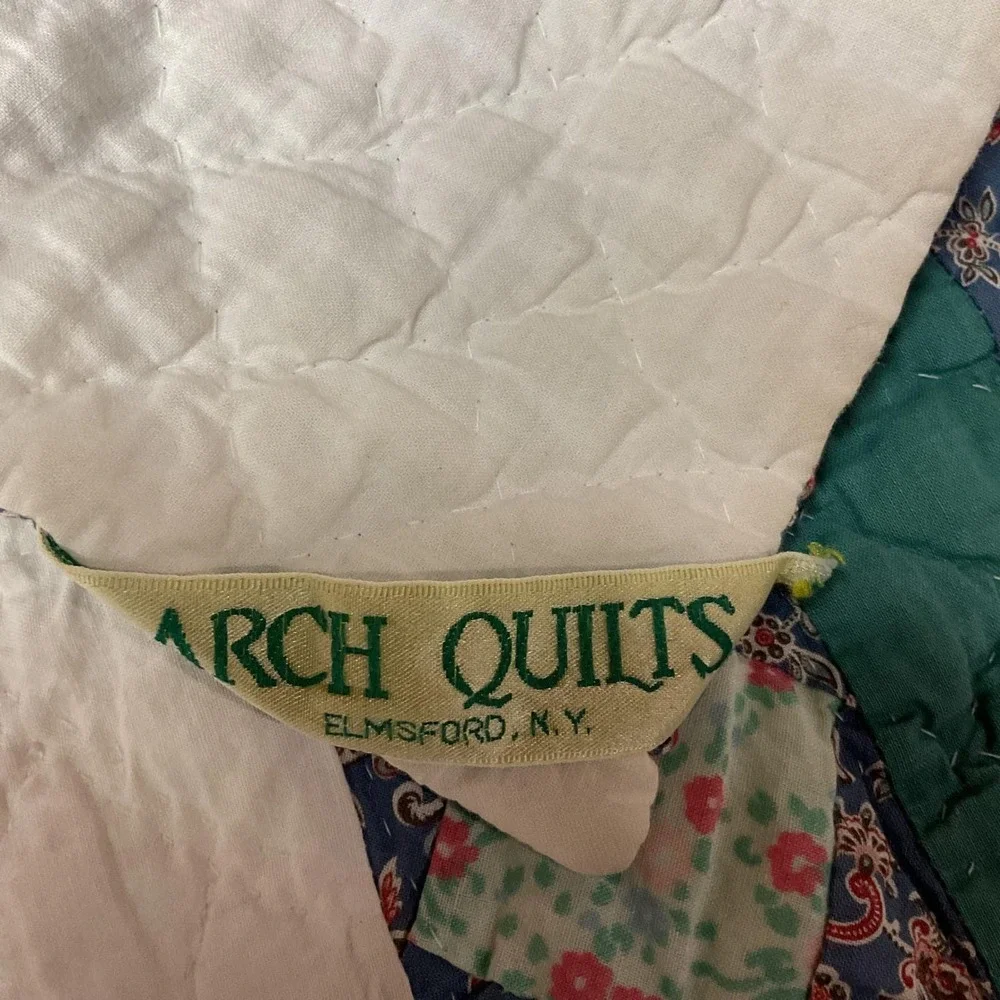 Vintage Hand Quilted Star Quilt 64x82 Labeled Patchwork American Cottage Bedding